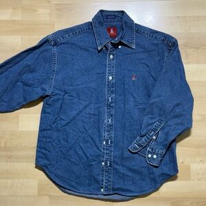 VINTAGE Men's Classic Denim Button-Down Shirt